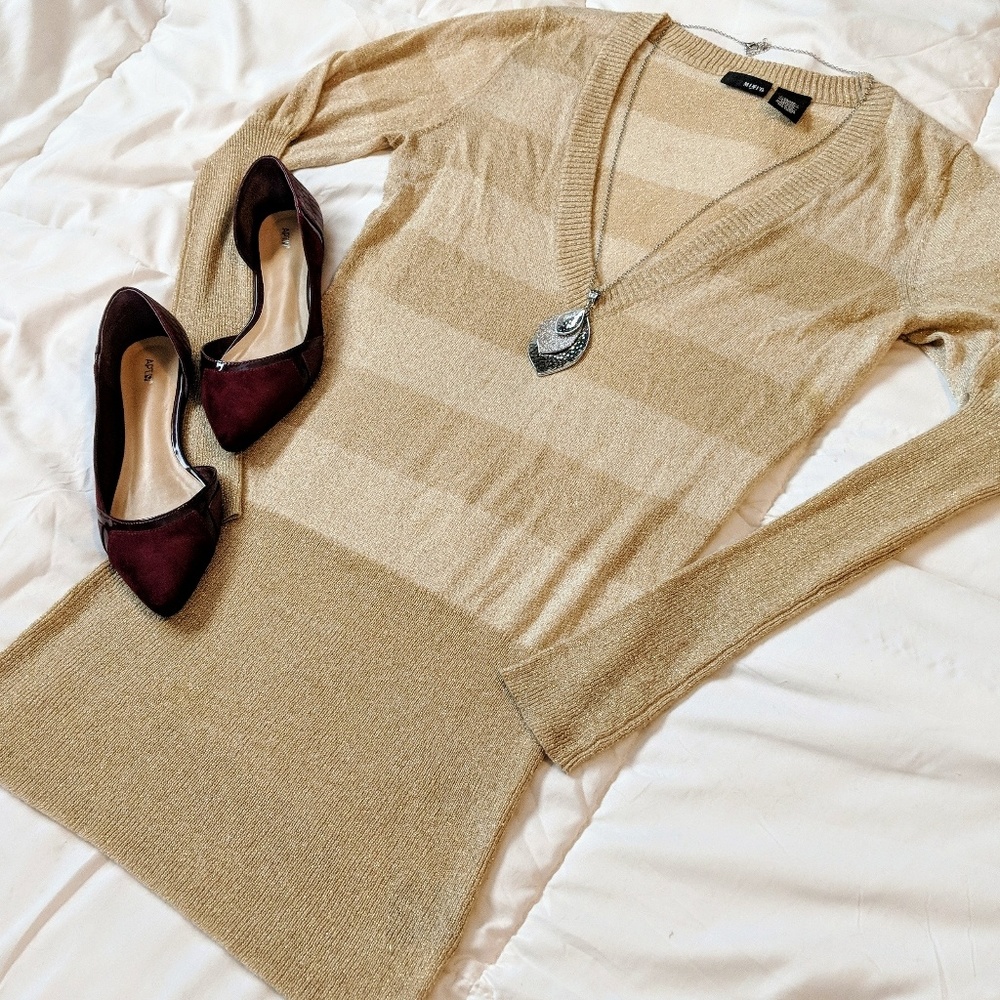 *3/$20* Mixit Metallic Gold Tunic Sweater